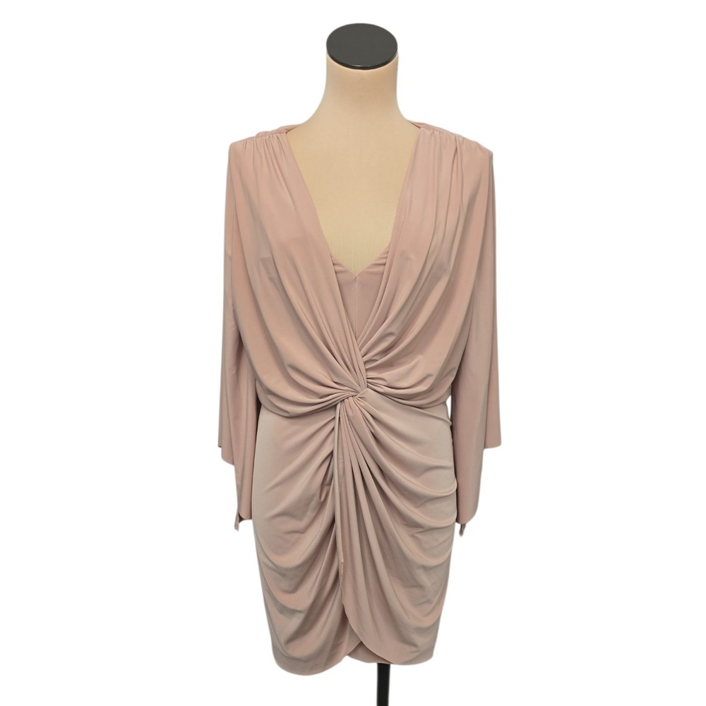 Misa Los Angeles Teget Nude Knotted Goddess Mini Dress Size Medium Pleated Twist